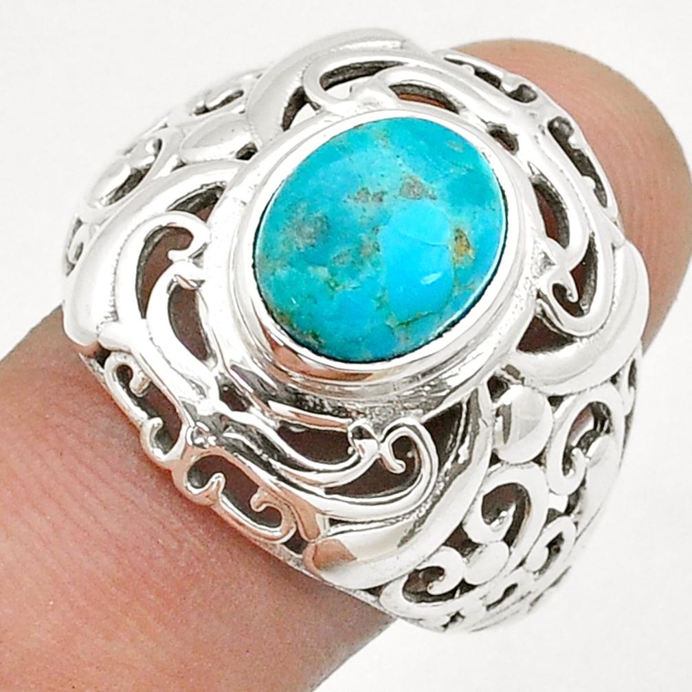 925 silver 4.13cts solitaire arizona mohave turquoise mens ring size 10 u72035