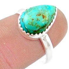 925 silver 5.34cts solitaire arizona mohave turquoise pear ring size 8.5 u44897