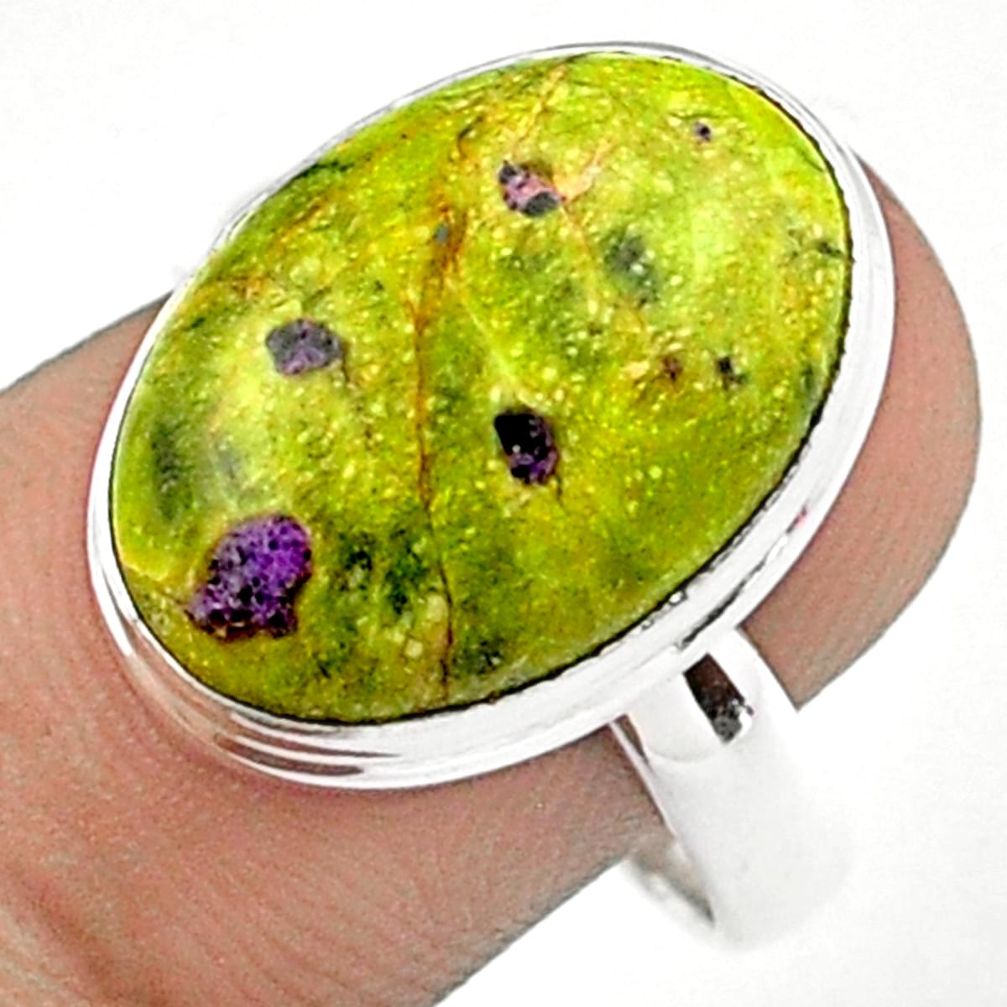 925 silver solitaire atlantisite stichtite-serpentine oval ring size 9 u11866