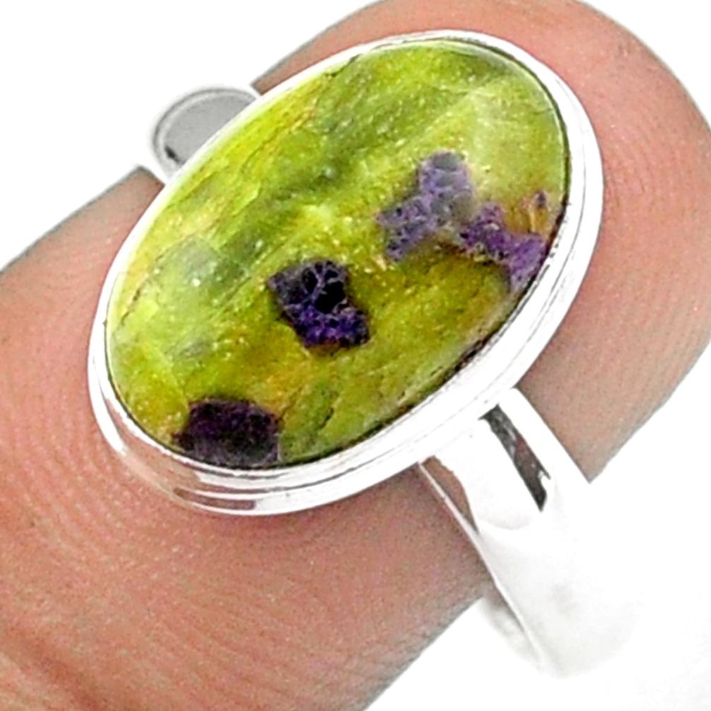 925 silver 6.04cts solitaire atlantisite stichtite-serpentine ring size 9 u11875