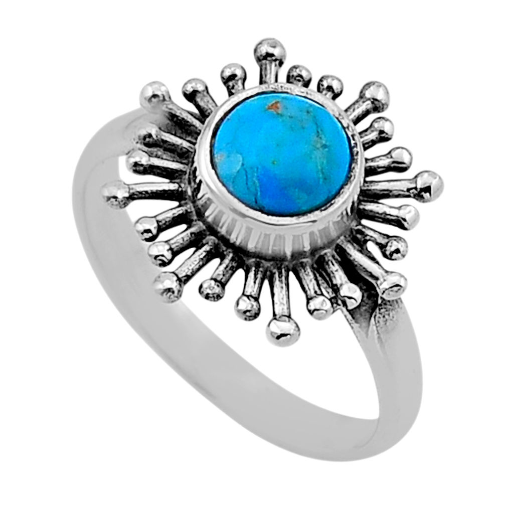 925 silver 1.08cts solitaire blue arizona mohave turquoise ring size 7.5 n50898