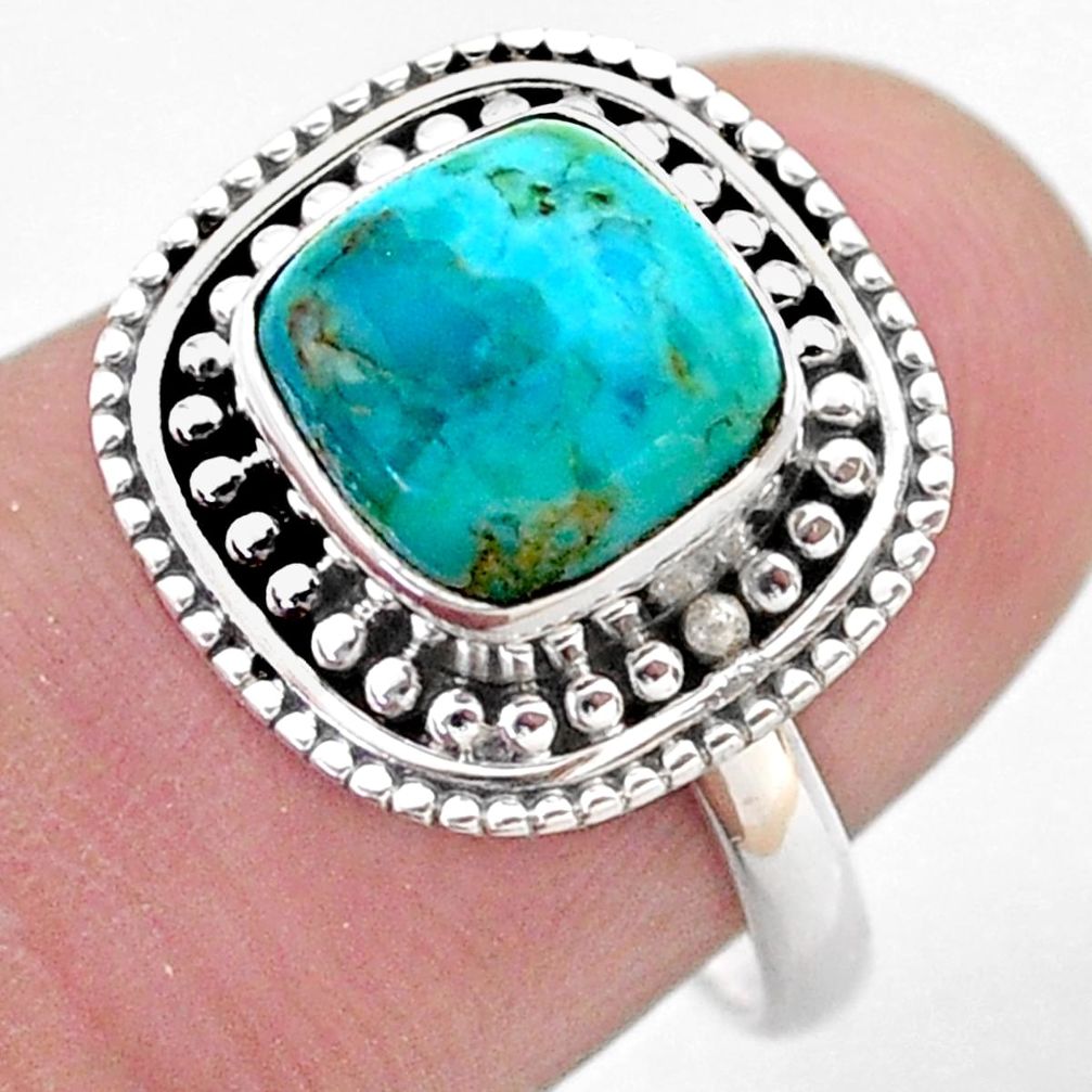 925 silver 3.65cts solitaire blue arizona mohave turquoise ring size 7 t46103