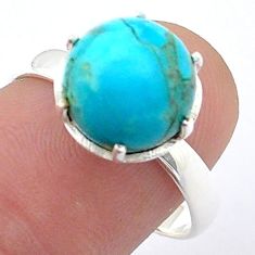 925 silver 5.95cts solitaire blue arizona mohave turquoise ring size 8 u60903