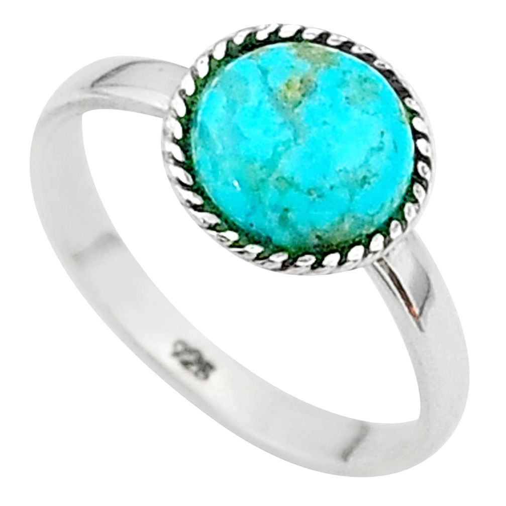 925 silver 2.68cts solitaire blue arizona mohave turquoise ring size 7.5 t41348