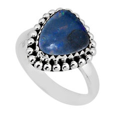925 silver 2.87cts solitaire blue australian fire opal fancy ring size 8 y58269