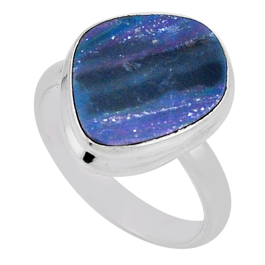 925 silver 4.71cts solitaire blue doublet opal australian ring size 6.5 n33885