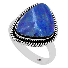 925 silver 5.38cts solitaire blue doublet opal australian ring size 7.5 n35171
