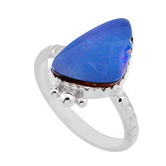 925 silver 4.43cts solitaire blue doublet opal australian ring size 8.5 n53843