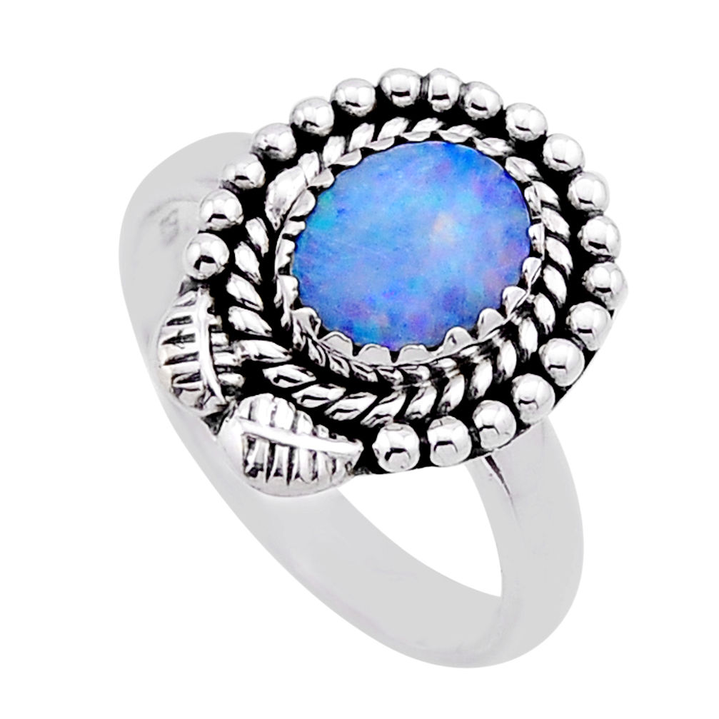 925 silver 1.82cts solitaire blue doublet opal australian ring size 8 n53869