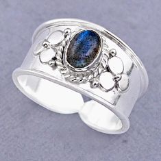 925 silver 1.53cts solitaire blue labradorite adjustable ring size 7.5 y26720