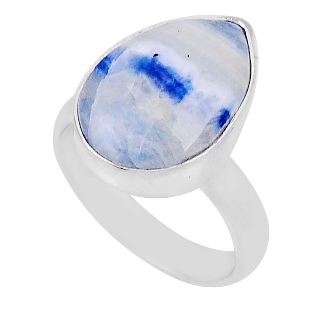 925 silver 8.89cts solitaire blue scheelite (lapis lace onyx) ring size 6 n29709