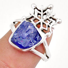 925 silver 5.33cts solitaire blue tanzanite rough snowflake ring size 7.5 y4214