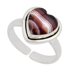 925 silver 5.15cts solitaire brown botswana agate adjustable ring size 7 y94643