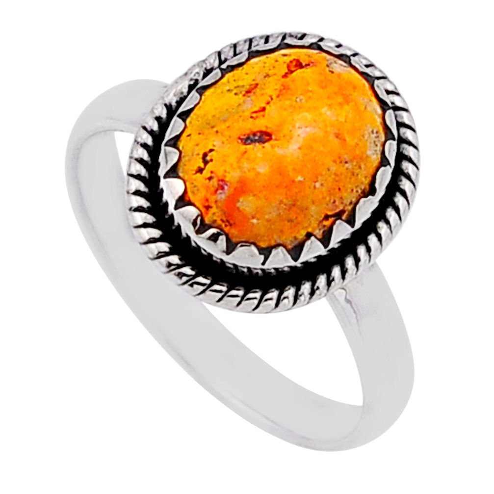 925 silver 5.05cts solitaire bumble bee australian jasper ring size 8.5 n53096