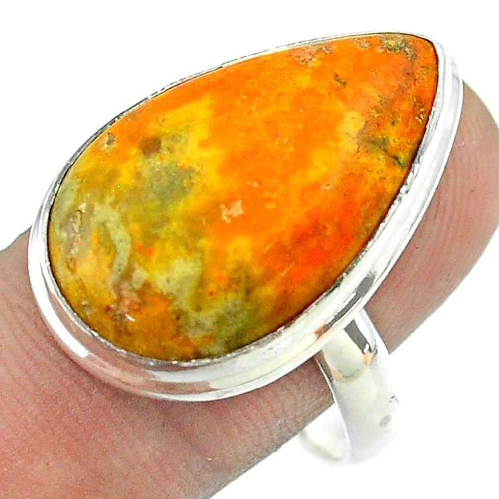925 silver 18.47cts solitaire bumble bee australian jasper ring size 10 t54213