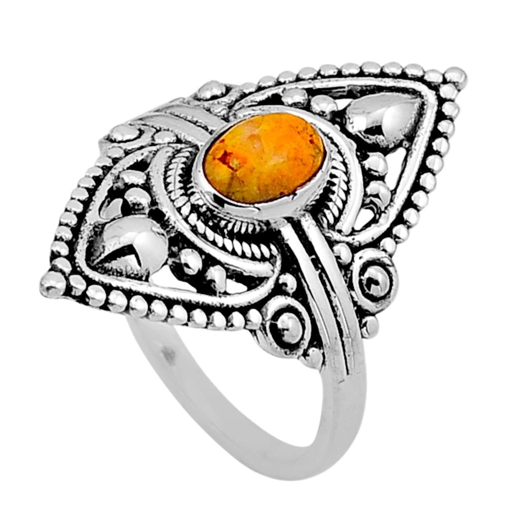 925 silver 1.59cts solitaire bumble bee australian jasper ring size 8 n49752