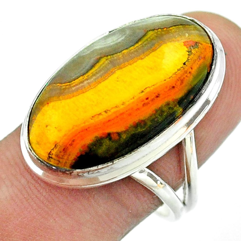 925 silver 17.20cts solitaire bumble bee australian jasper ring size 9 t54210