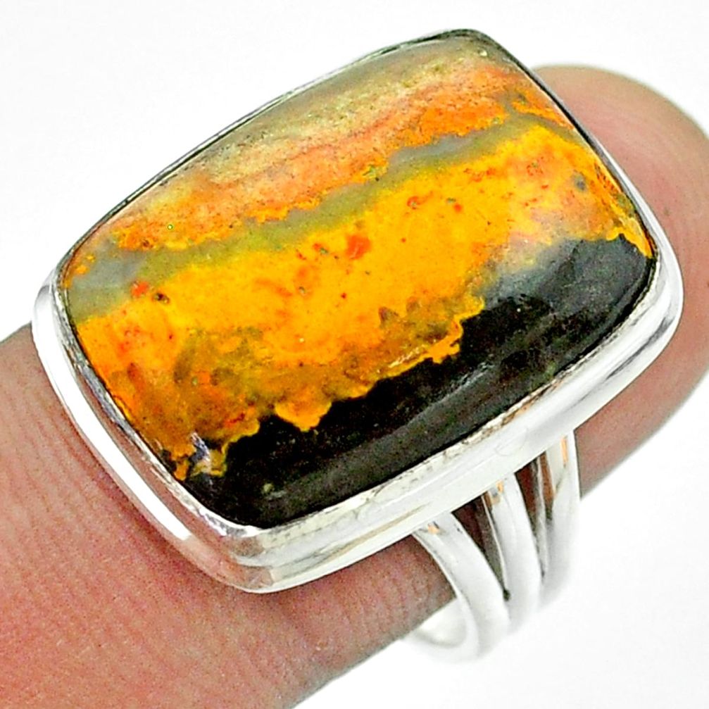 925 silver 17.20cts solitaire bumble bee australian jasper ring size 8.5 t54216