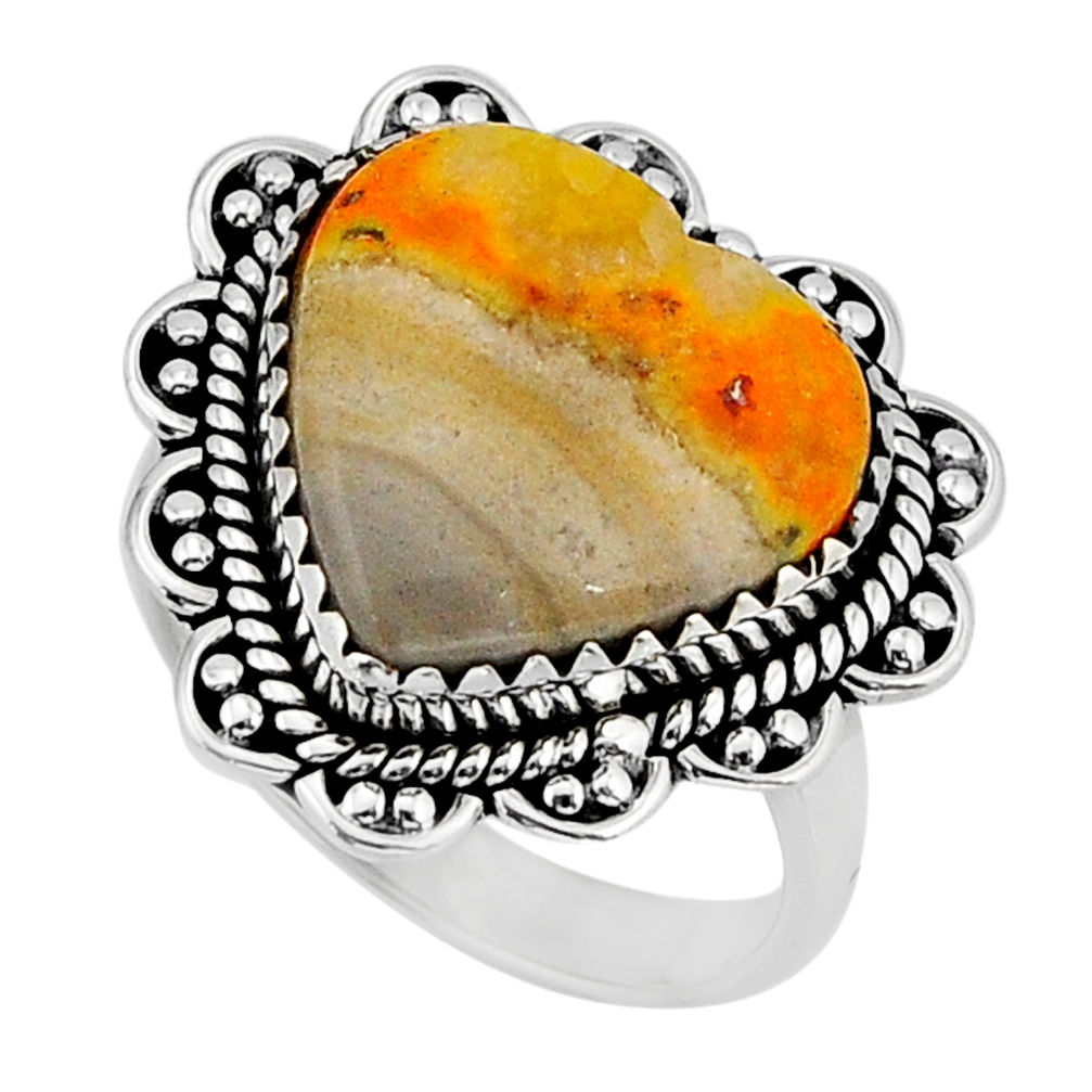 925 silver 12.22cts solitaire bumble bee australian jasper ring size 7.5 y73046
