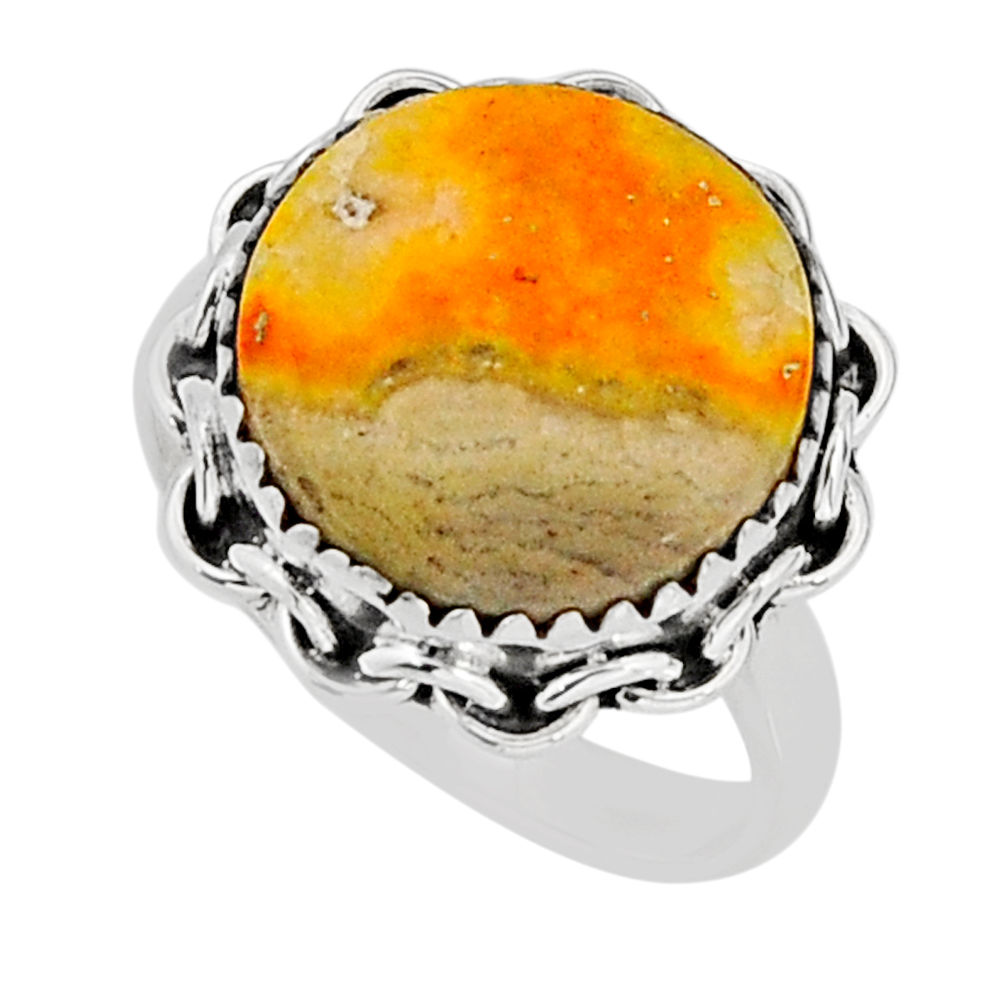 925 silver 11.23cts solitaire bumble bee australian jasper ring size 8.5 y76919