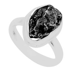 925 silver 6.04cts solitaire campo del cielo (meteorite) ring size 6.5 u63852