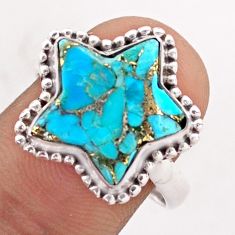 925 silver 7.44cts solitaire copper turquoise star fish ring size 8.5 t76112