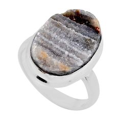 925 silver 13.79cts solitaire desert druzy (chalcedony rose) ring size 8 y88246