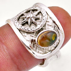 925 silver solitaire dharma wheel natural blue labradorite ring size 7.5 n49999