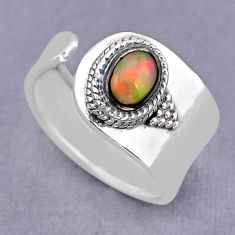 925 silver 1.34cts solitaire ethiopian opal oval adjustable ring size 7 y72308