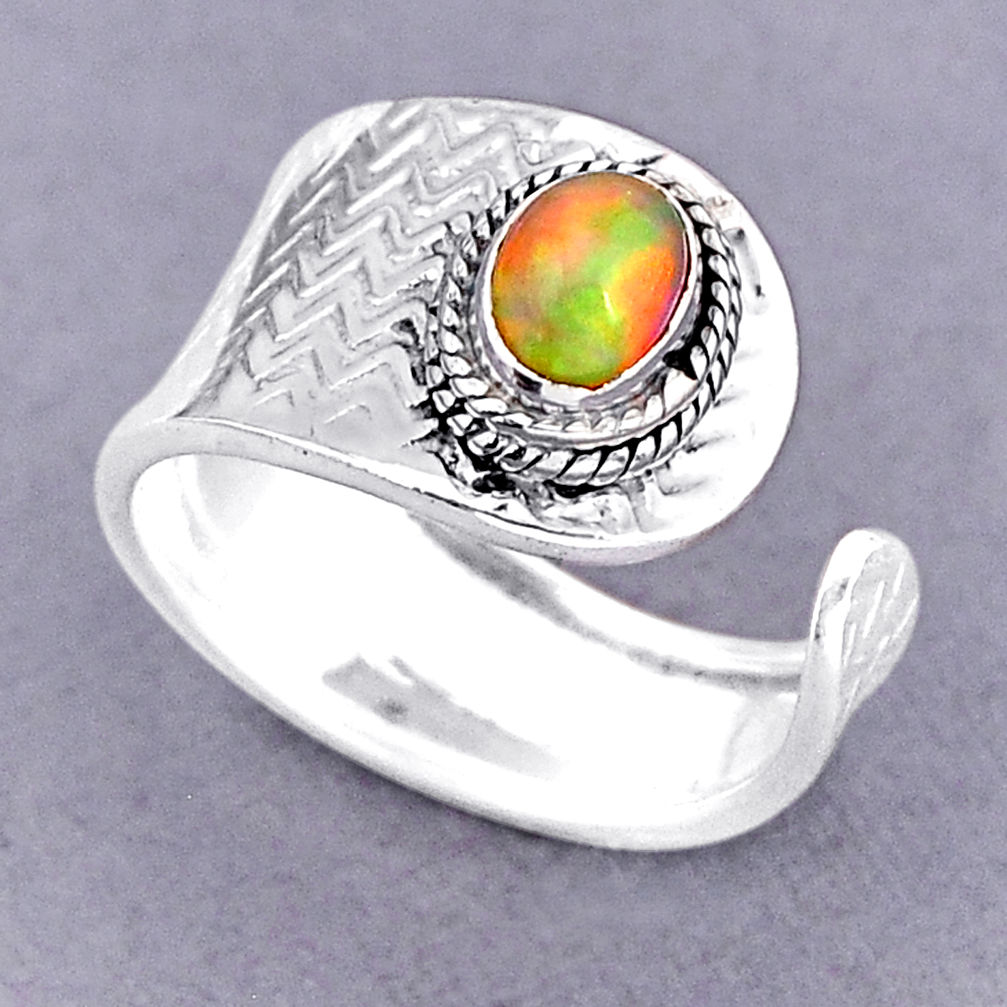 925 silver 1.54cts solitaire ethiopian opal oval adjustable ring size 7 y75360