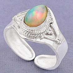 925 silver 2.08cts solitaire ethiopian opal pear adjustable ring size 8 t87950