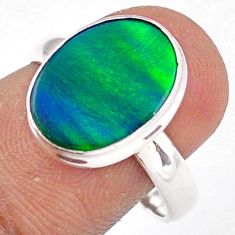 925 silver 3.98cts solitaire fine northern lights aurora opal ring size 8 t95135