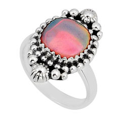 925 silver 2.63cts solitaire fine volcano aurora opal cushion ring size 7 y81858