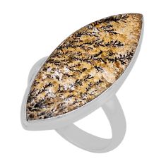 925 silver 10.70cts solitaire germany psilomelane dendrite ring size 8 n34339