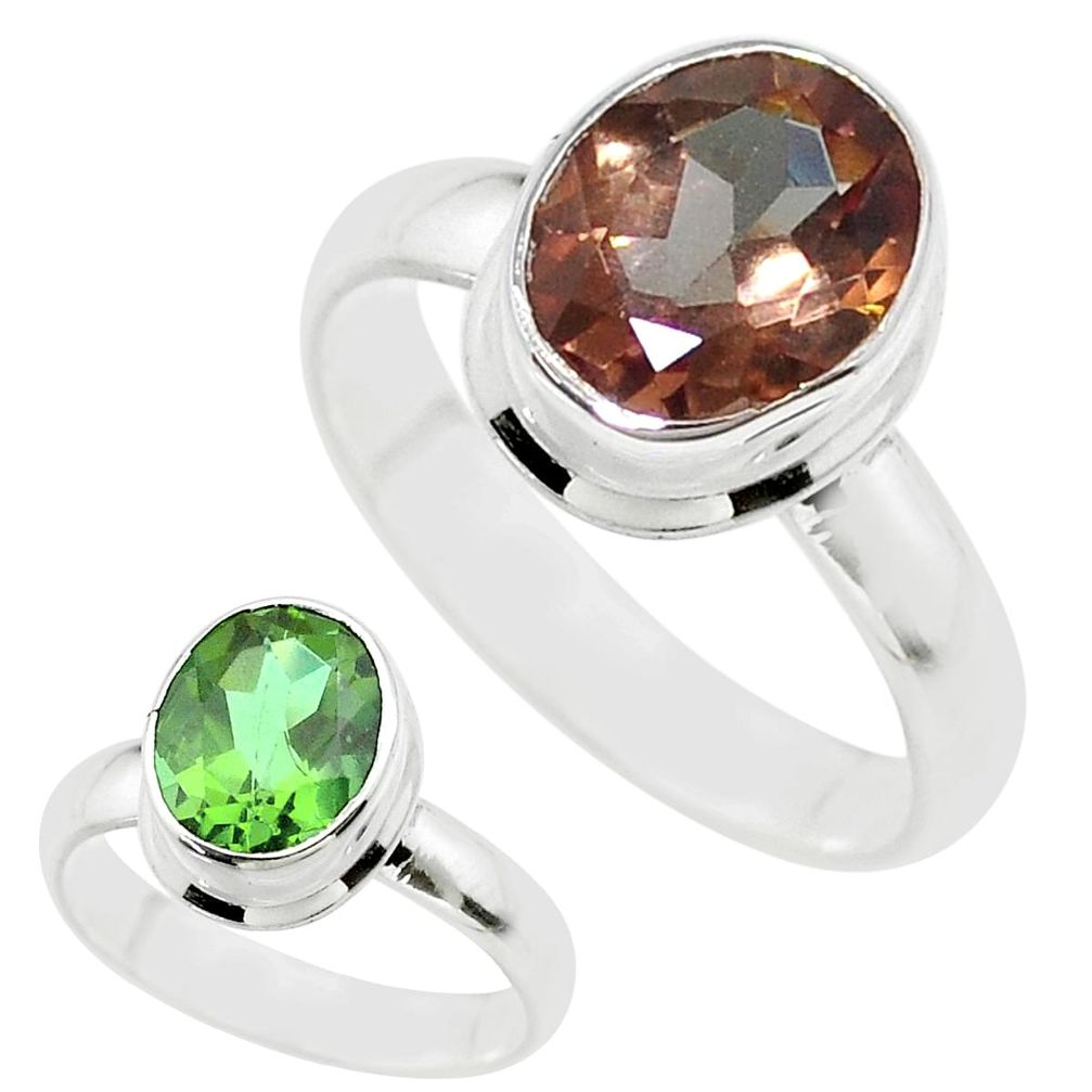 925 silver 4.25cts solitaire green alexandrite (lab) oval ring size 9.5 t56932