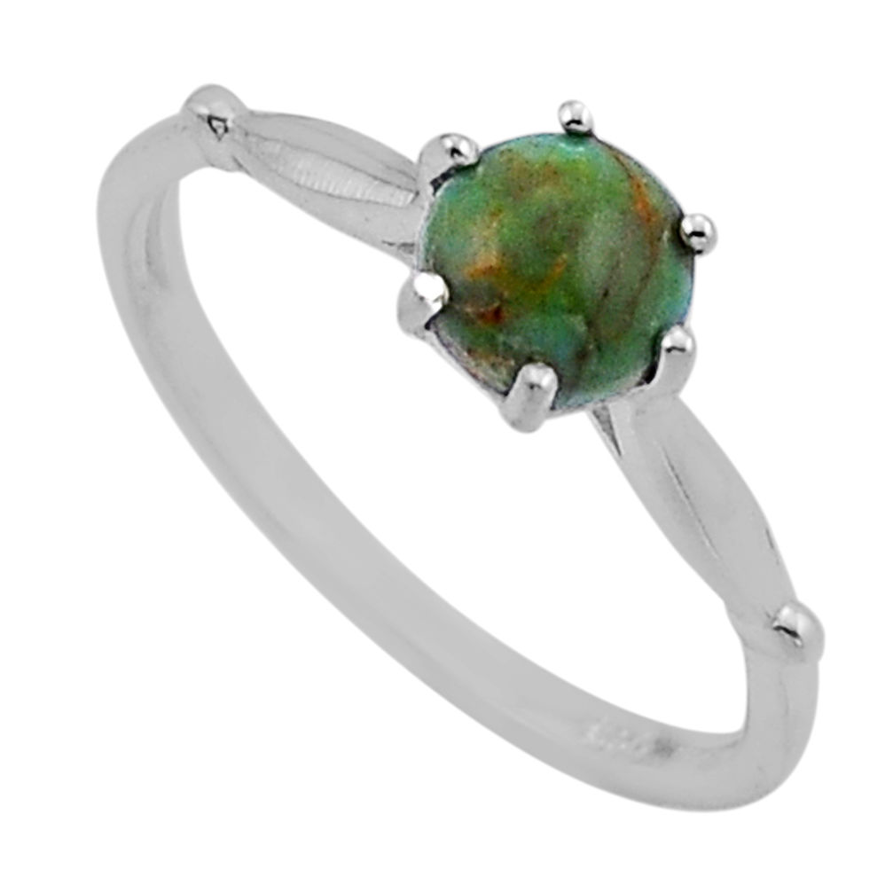 925 silver 1.03cts solitaire green arizona mohave turquoise ring size 7.5 n49433
