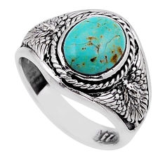 925 silver 4.06cts solitaire green arizona mohave turquoise ring size 7.5 n50838