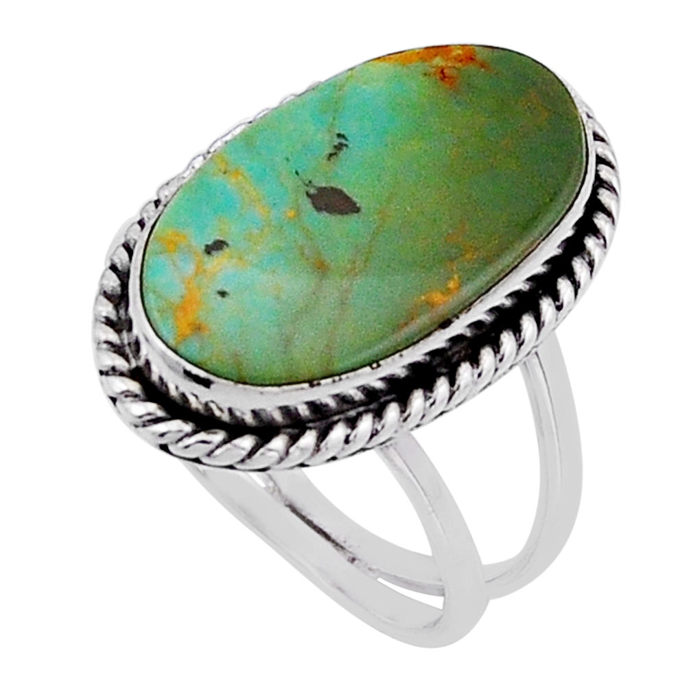 925 silver 6.86cts solitaire green arizona mohave turquoise ring size 6.5 n51828