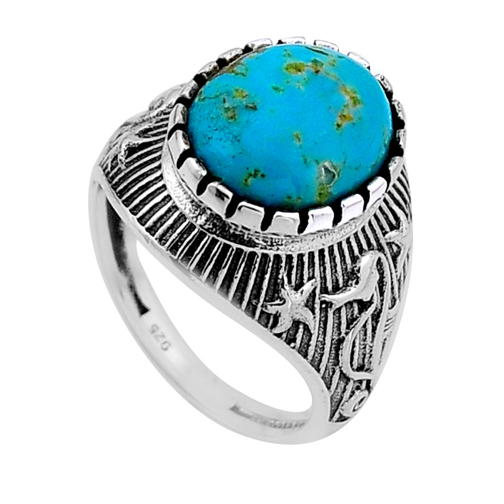925 silver 4.82cts solitaire green arizona mohave turquoise ring size 6.5 n52723