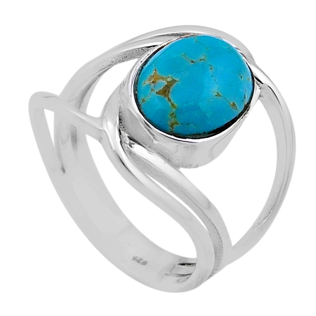 925 silver 5.03cts solitaire green arizona mohave turquoise ring size 6 n48491