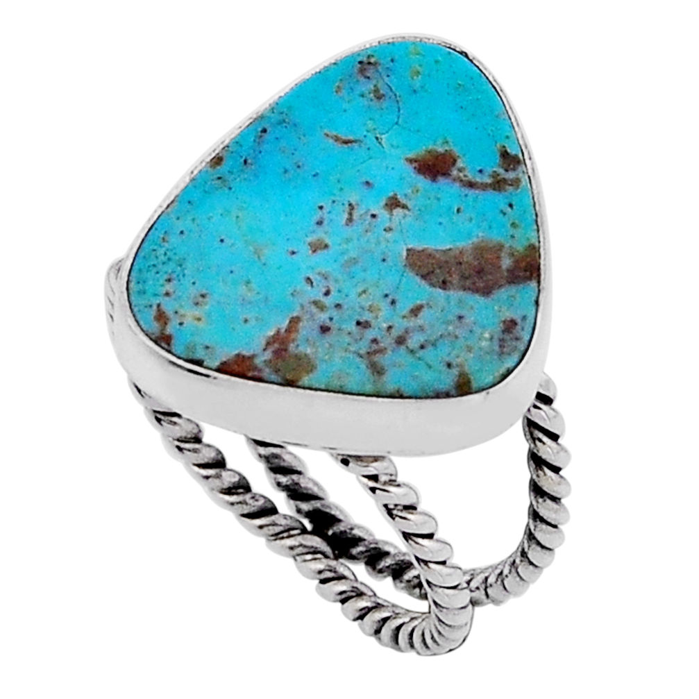 925 silver 7.73cts solitaire green arizona mohave turquoise ring size 6 n51832