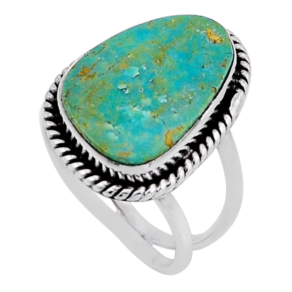 925 silver 6.04cts solitaire green arizona mohave turquoise ring size 6 n51835