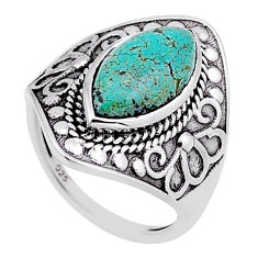 925 silver 6.06cts solitaire green arizona mohave turquoise ring size 6 n54246