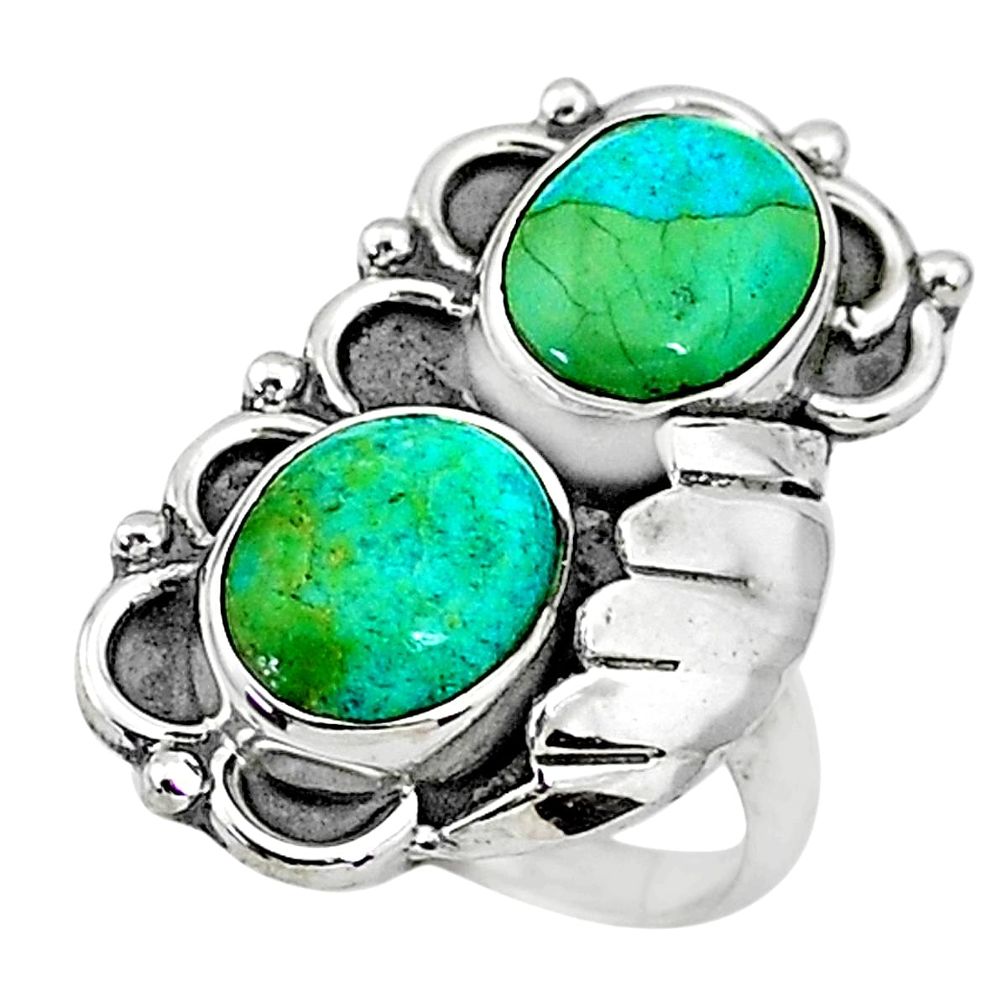 925 silver 6.16cts solitaire green arizona mohave turquoise ring size 6 t6428