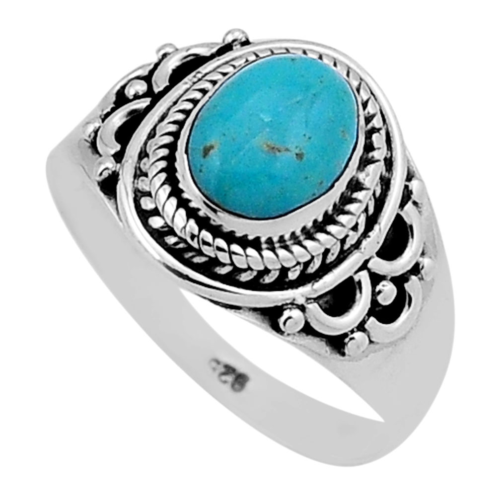 925 silver 1.97cts solitaire green arizona mohave turquoise ring size 7 n40273