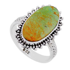 925 silver 6.54cts solitaire green arizona mohave turquoise ring size 7 n53568