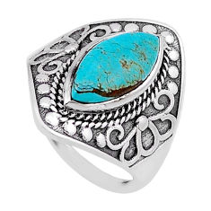 925 silver 6.04cts solitaire green arizona mohave turquoise ring size 7 n54231