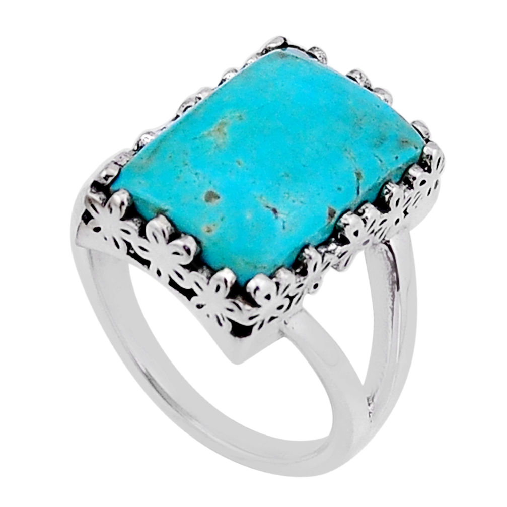 925 silver 7.28cts solitaire green arizona mohave turquoise ring size 7 n54269