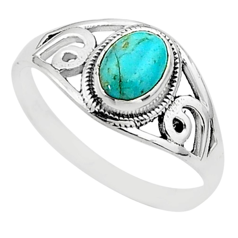 925 silver 1.59cts solitaire green arizona mohave turquoise ring size 7 t69244