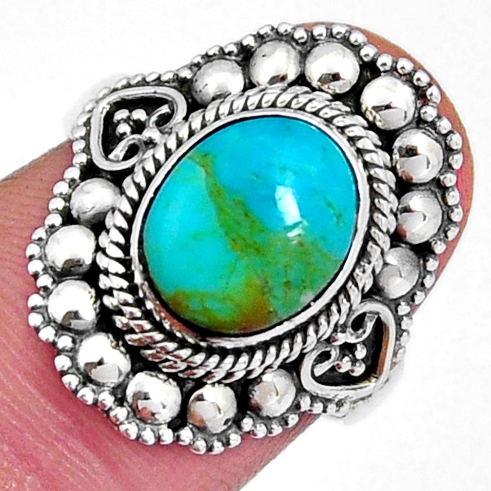925 silver 4.16cts solitaire green arizona mohave turquoise ring size 7 y4558